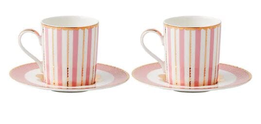 Maxwell & Williams Teas & C's - Regency Demi Cup & Saucer 100ml Set Of 2 - Pink Mugs - Cups & Saucers The Cooks Kitchen 