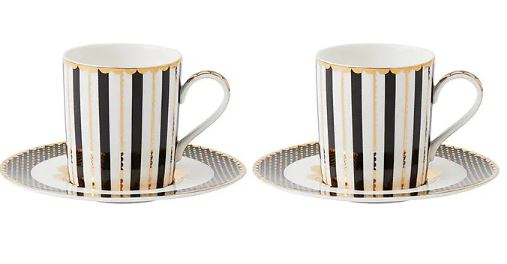Maxwell & Williams Teas & C's - Regency Demi Cup & Saucer 100ml Set Of 2 - Black