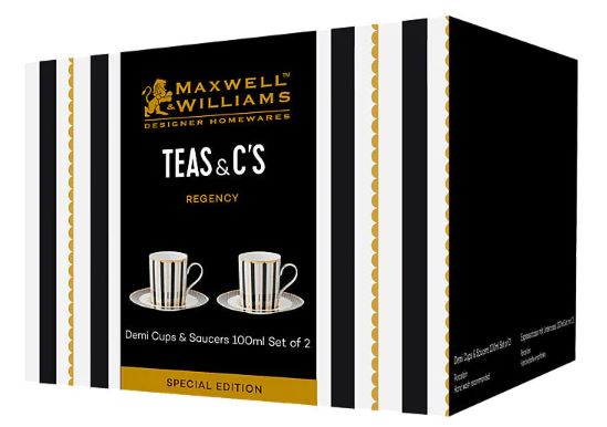 Maxwell & Williams Teas & C's - Regency Demi Cup & Saucer 100ml Set Of 2 - Black