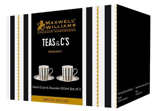 Maxwell & Williams Teas & C's - Regency Demi Cup & Saucer 100ml Set Of 2 - Black Mugs - Cups & Saucers The Cooks Kitchen 