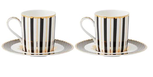Maxwell & Williams Teas & C's - Regency Demi Cup & Saucer 100ml Set Of 2 - Black