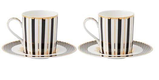 Maxwell & Williams Teas & C's - Regency Demi Cup & Saucer 100ml Set Of 2 - Black Mugs - Cups & Saucers The Cooks Kitchen 