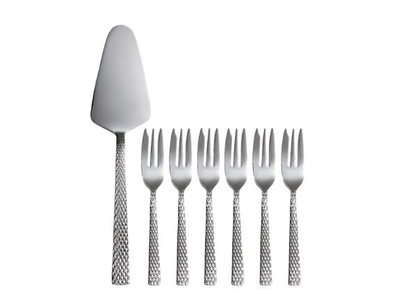 Maxwell & Williams Diamonds Cake Server & Fork Set 7pc Gift Boxed