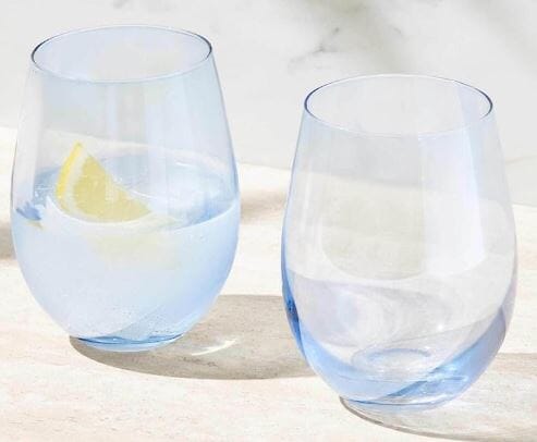 Maxwell & Williams Glamour - Stemless Wine Glass 540ml Set Of 2 - Blue Wine The Cooks Kitchen 