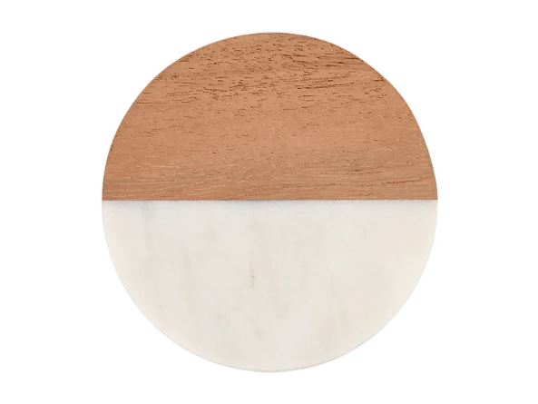 Maxwell & Williams Coaster Collective Round Marble & Acacia 10cm Coaster White