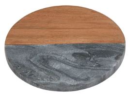 Maxwell & Williams Coaster Collective Round Marble & Acacia 10cm Charcoal