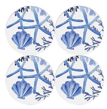 Maxwell & Williams Blue Coral - Round Corkback Coasters Set Of 4 Placemats & Coasters The Cooks Kitchen 