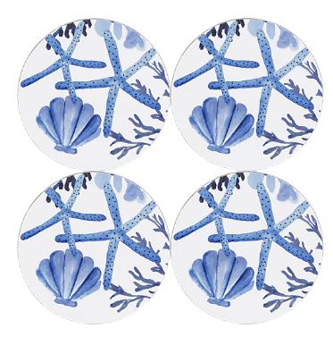 Maxwell & Williams Blue Coral - Round Corkback Coasters Set Of 4