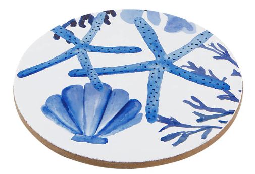 Maxwell & Williams Blue Coral - Round Corkback Coasters Set Of 4