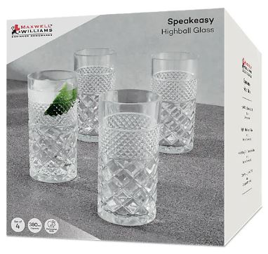 Maxwell & Williams Speakeasy Highball Glasses - 380ml Set Of 4