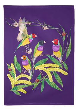 Maxwell & Williams Eloise Short Lyric Tea Towel 50x70cm - Gouldian Finch