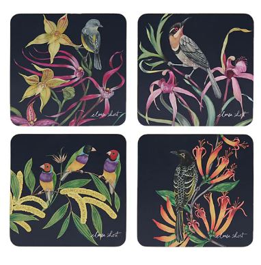 Maxwell & Williams Eloise Short Lyric Cork Back Coaster  - 10.5cm Set Of 4
