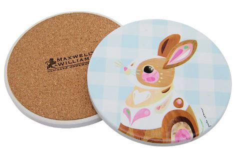 Maxwell & Williams Pete Cromer Barn Friends Ceramic Round 10cm Coaster Bunny Blue