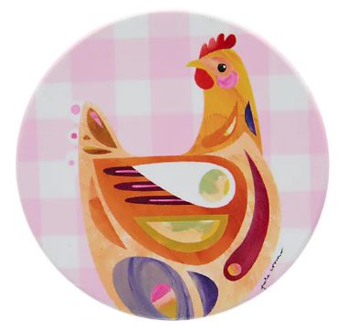 Maxwell & Williams Pete Cromer Barn Friends Ceramic Round 10cm Coaster Chook Pink