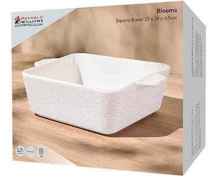 Maxwell & Williams Blooms Square Baker 19x19x6.5cm White Baking Tins, Trays, Pans & Ramekins The Cooks Kitchen 