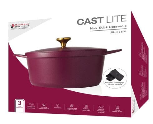 Maxwell & Williams Cast Lite - Non-stick Casserole 28cm/6.3l Cherry Casseroles The Cooks Kitchen 