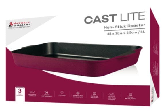 Maxwell & Williams Cast Lite - Non-stick Roaster 38x28.4x5.5cm Cherry Non-Stick Roasting The Cooks Kitchen 