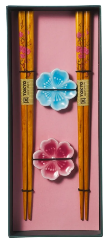 Tokyo Design Studio Fujisakura Chopsticks 4pc With Rest Gift Boxed