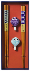 Tokyo Design Studio Blow Fish Chopsticks 4pc With Rest Gift Boxed