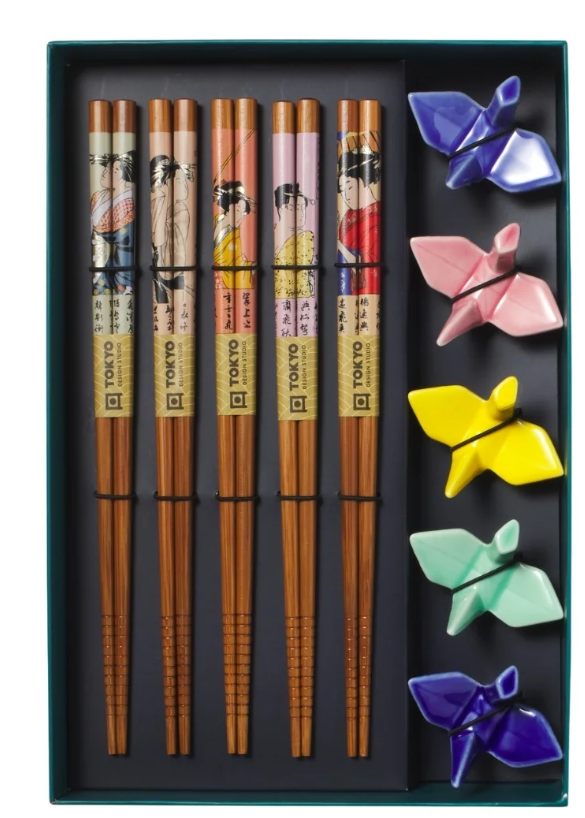Tokyo Design Studio Crane Chopstick Set 10pc Inc Rests