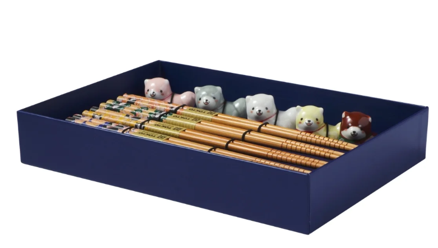 Tokyo Design Studio Shiba Dog Chopsticks 10pc With Rest Gift Boxed