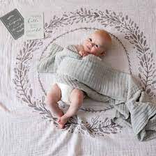 Jiggle & Giggle - Grey Wreath Muslin Blanket & Baby Milestone Photo Cards