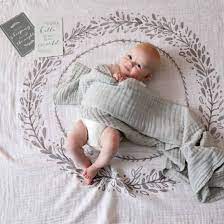Jiggle & Giggle  - Grey Wreath Muslin Blanket & Baby Milestone Photo Cards