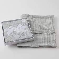 Jiggle & Giggle - Grey Double Muslin Cotton Blanket Children's Giftware The Cooks Kitchen 