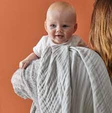 Jiggle & Giggle - Grey Double Muslin Cotton Blanket Children's Giftware The Cooks Kitchen 