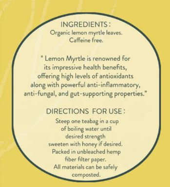 Lemon Myrtle Koala Design - 20 Organic Tea Bags