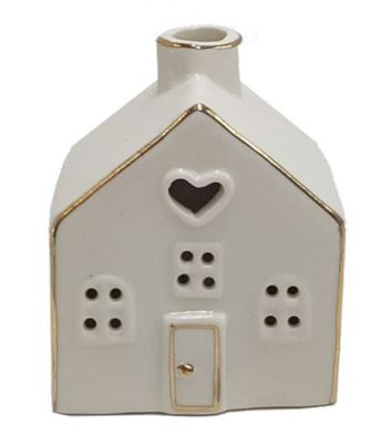 Whie Ceramic Led Heart House - Small 8cm