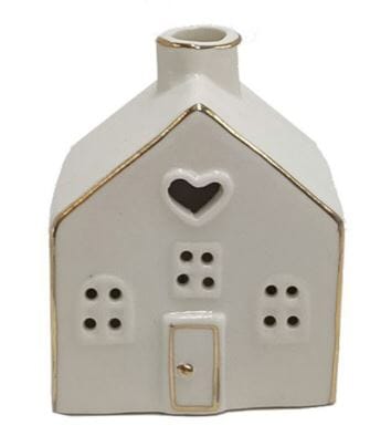White Ceramic Led Heart House - Small 8cm Home Decor The Cooks Kitchen 