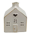 White Ceramic Led Heart House - Small 8cm