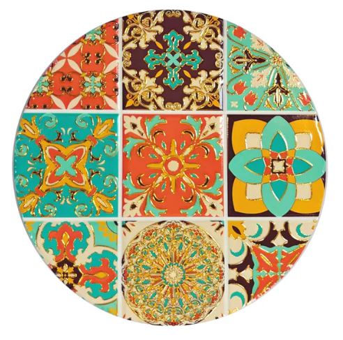 Darby Ceramic Trivet Round - Orange Aqua