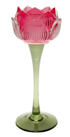 Figgins Stemmed Flower Votive - Fuschia