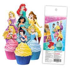 Disney Princess Edible Wafer Cupcake Toppers - 16 Pce Pack Wafer Paper The Cooks Kitchen 