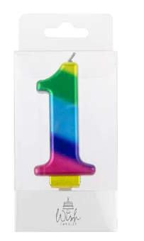 Wish Number 1 Rainbow Gold Metallic Candle