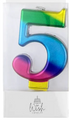 Cake Craft Wish - Number 5 Rainbow Gold Metallic Candle