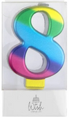 Cake Craft Wish - Number 8 Rainbow Gold Metallic Candle
