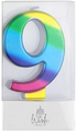 Cake Craft Wish - Number 9 Rainbow Gold Metallic Candle