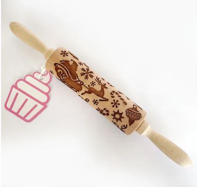 Cake Craft - Santa & Sleigh Wooden Rolling Pin