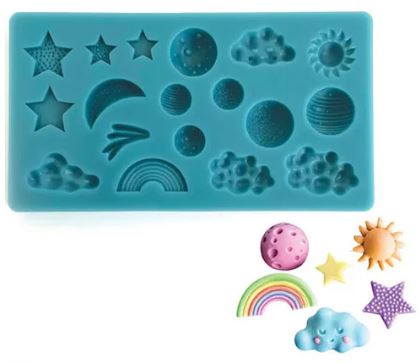 Cake Craft - Silicone Mould - Clouds, Moon, Mars, Rainbow & Stars