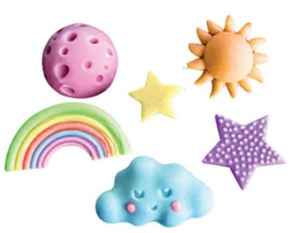 Cake Craft - Silicone Mould - Clouds, Moon, Mars, Rainbow & Stars