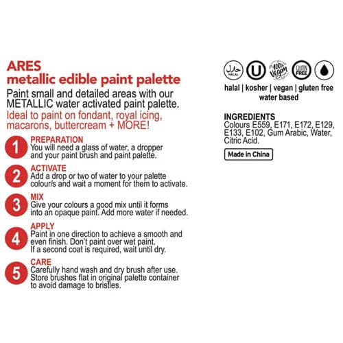 Vivid Metallic Paint Palette - Ares Dusts and Powders The Cooks Kitchen 