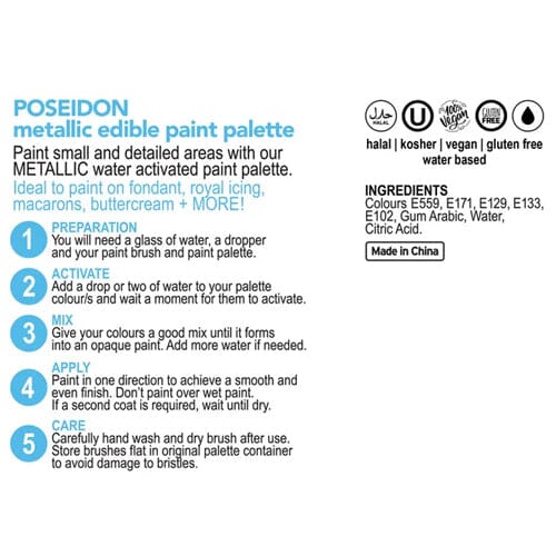 Vivid Metallic Paint Palette - Poseidon Dusts and Powders The Cooks Kitchen 