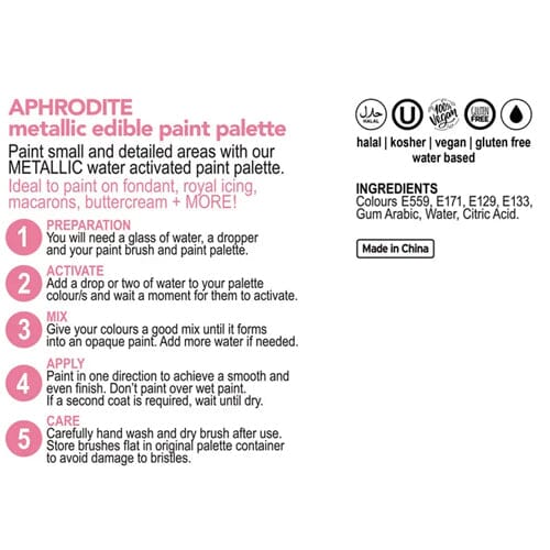 Vivid Metallic Paint Palette - Aphrodite Dusts and Powders The Cooks Kitchen 