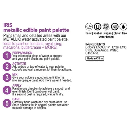 Vivid Metallic Paint Palette - Iris Dusts and Powders The Cooks Kitchen 