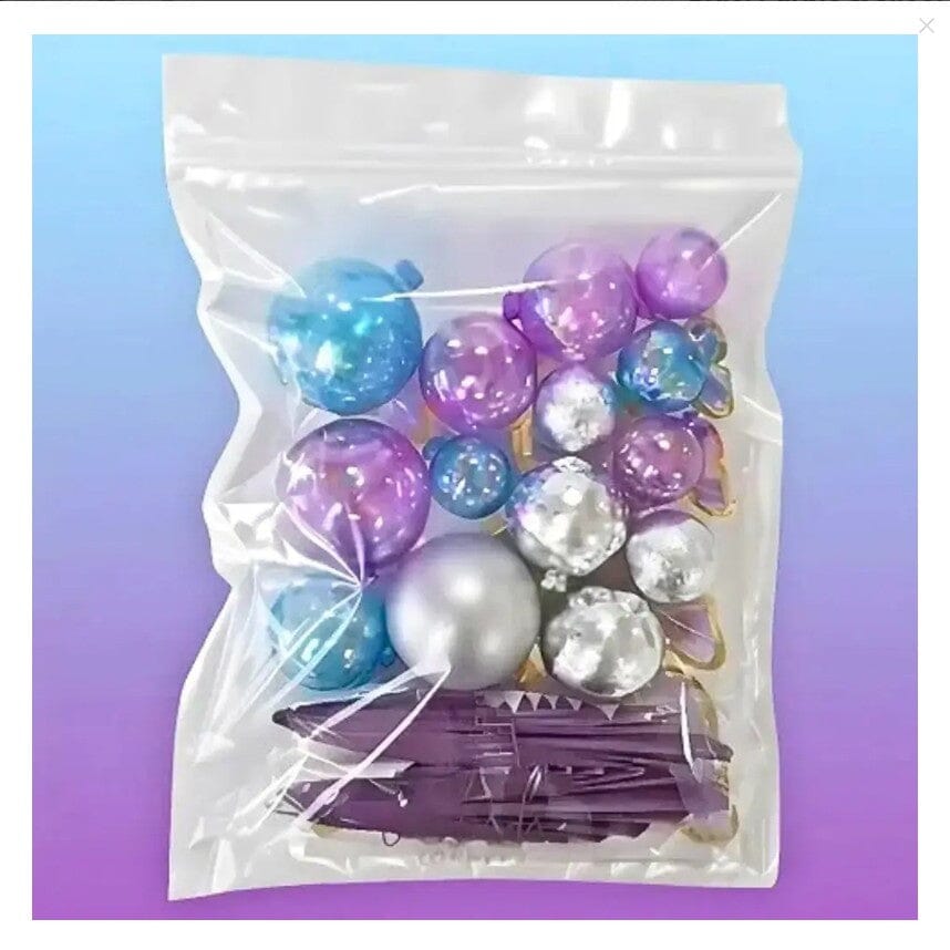 Cake Craft 27pc Set - Blue, Purple & Silver - Deco Balls,fans & Butterflies Cake Toppers The Cooks Kitchen 