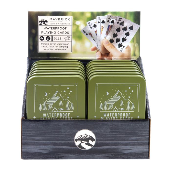 Maverick Waterproof Playing Cards In A Tin Silver 7.1x10x2cm