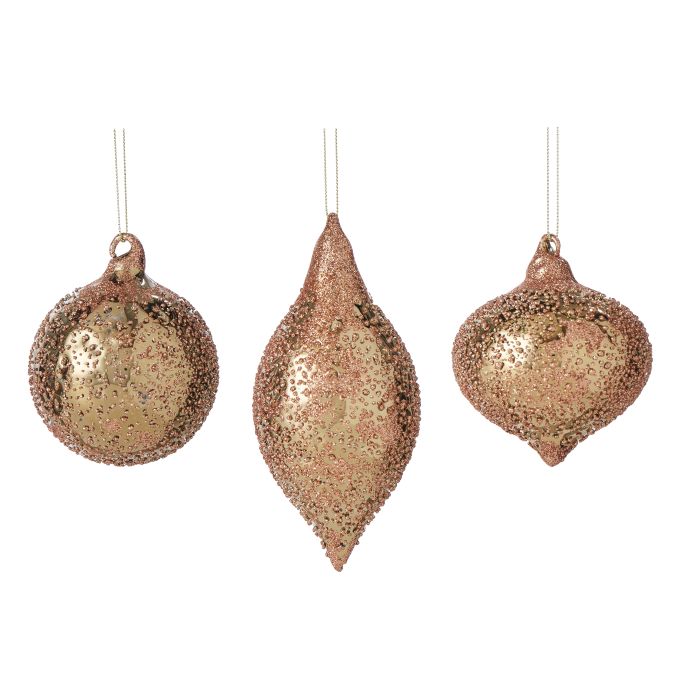 Rogue Copper Sugared Ornaments Assorted S/3 Gold 8x6x13cm